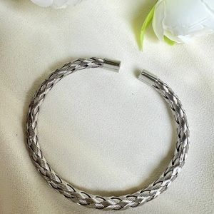 Cuff Bracelet for Women Weave Wire Bracelet - Stainless Steel